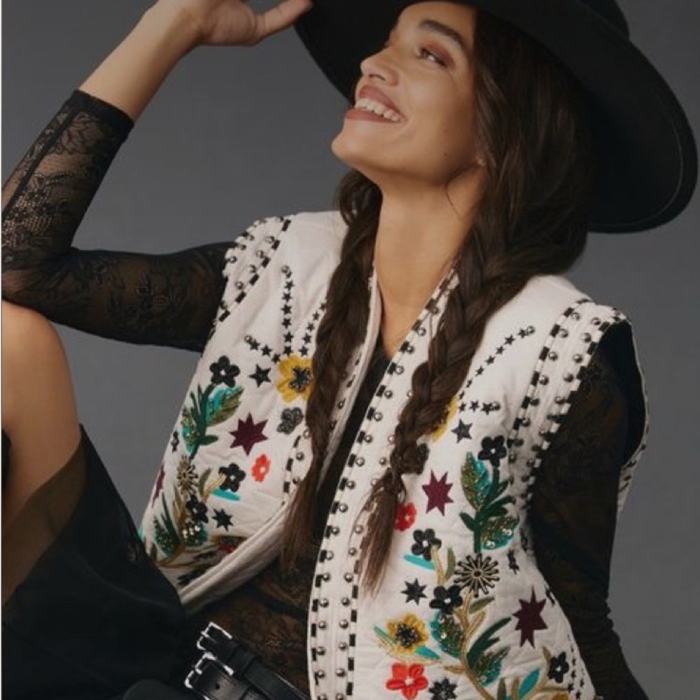 Anthropologie Scotch & Soda Embroidered Gilet Vest XS